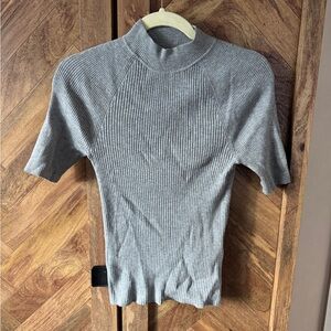Gray Ribbed Women's Top